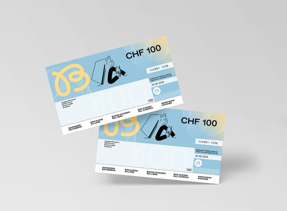 Zwei Schweizer Bücherbon-Gutscheine im Wert von 100 CHF.
