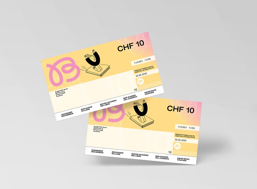 Zwei Schweizer Bücherbon-Gutscheine im Wert von 10 CHF.